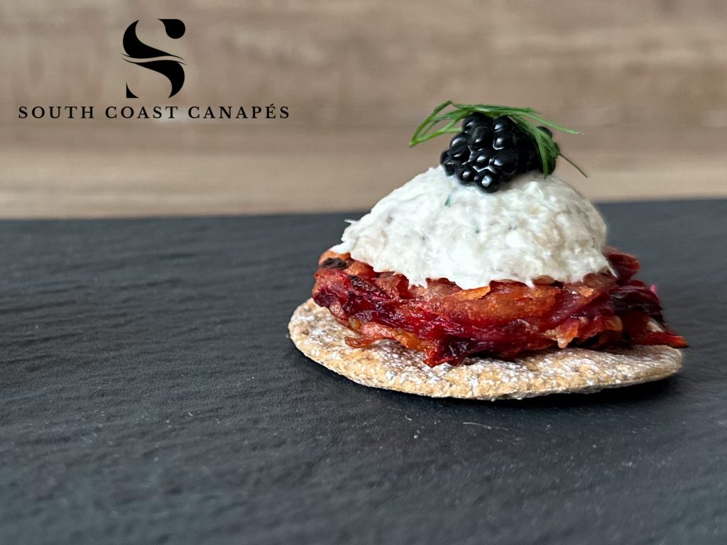 Beetroot rosti with smoked makerel