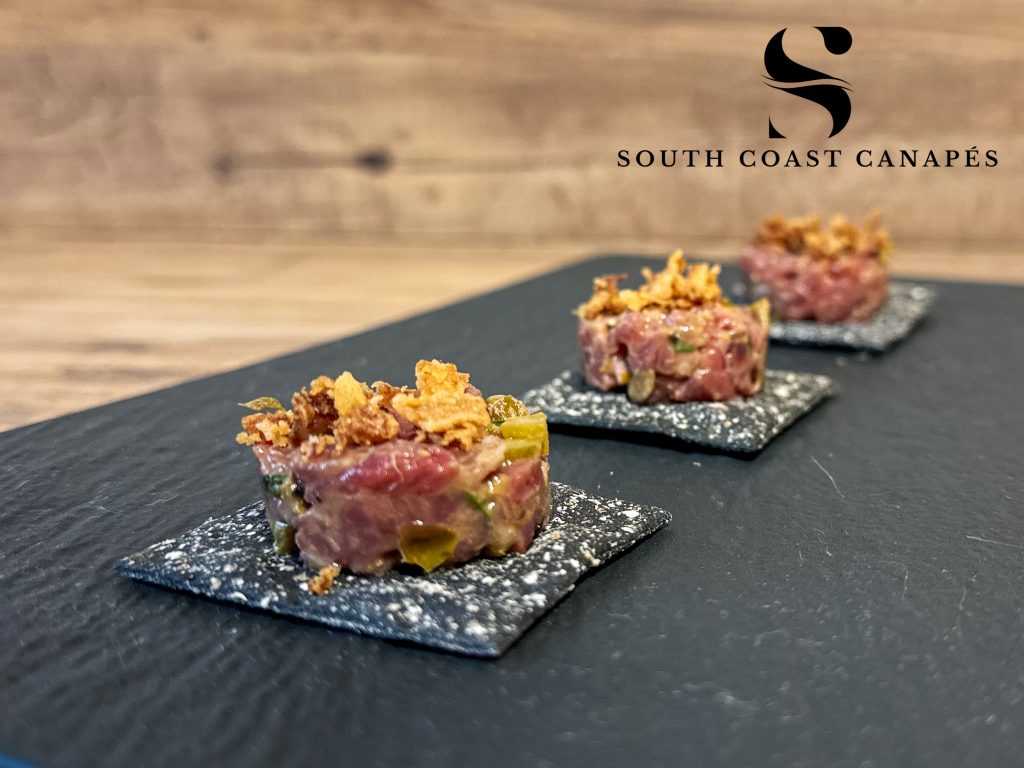 Beef Tartare on charcoal cracker