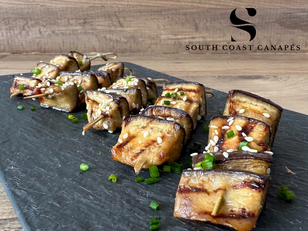 Miso aubergine skewers